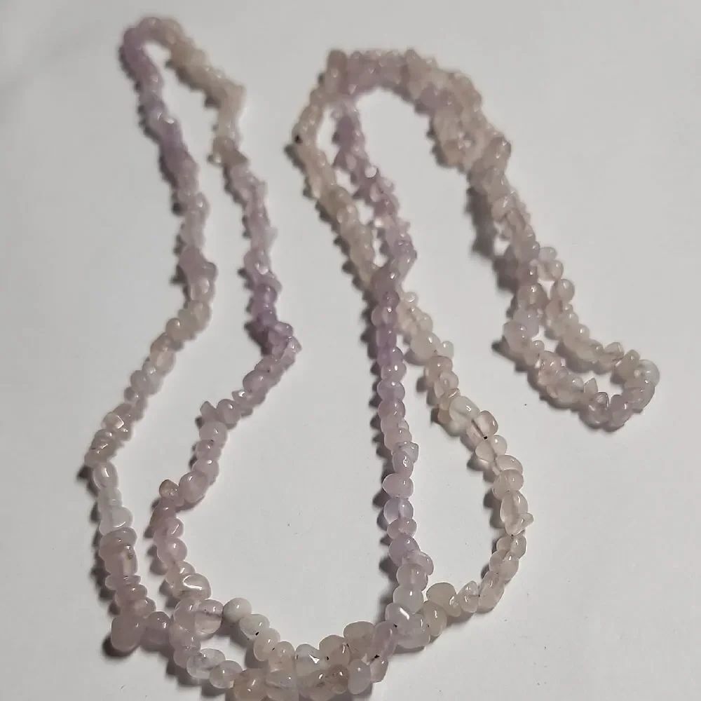 Quartz Semi Precious Stone Beaded Necklace 35" Length